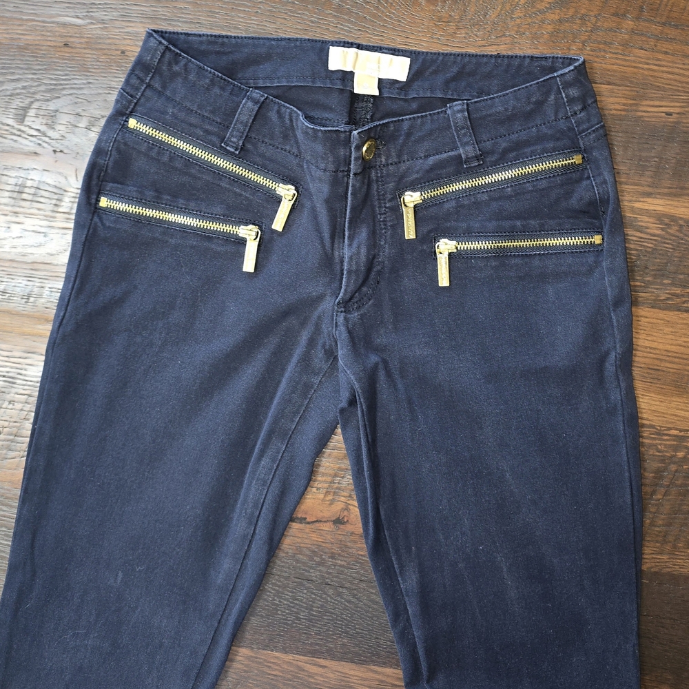 Michael Kors Blue Stretch Pants With Beautiful Gold Details - Worn Only Once!
